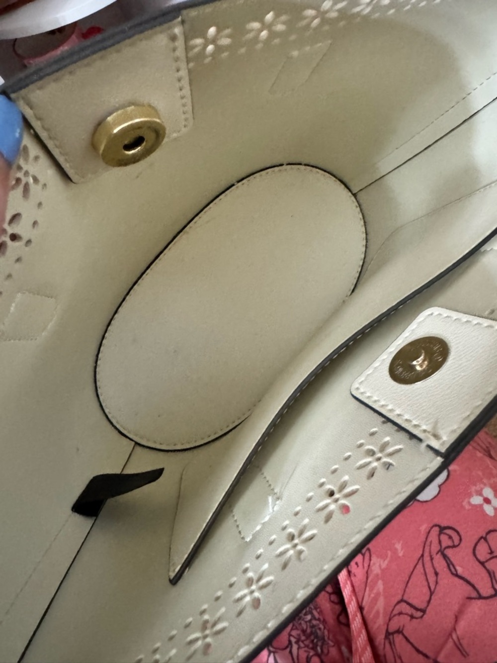 Nanette Lepore Ivory Perforated Top-Handle Tote - Picture 6 of 6